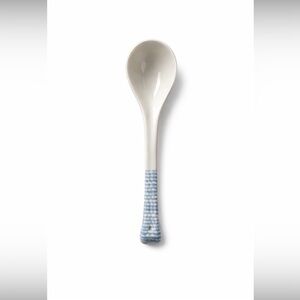 10” Blue&White Ceramic Asian Soup Spoon Large Ramen Pho Serving Spoon Like New